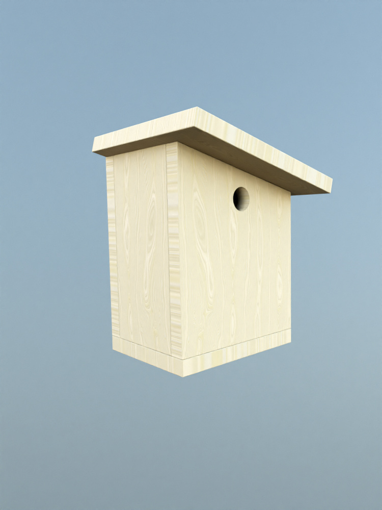 Vue 3D d'une cabane à oiseaux