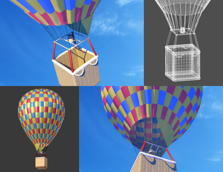 Montgolfière 3D, travail sous Blender et détails
